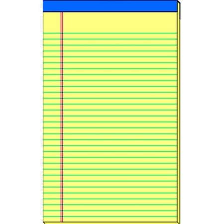 School Smart School Smart 027439 Perforated Stapled Standard Legal Pad; 5 x 8 In; 15 Lb; 50 Sheets; 0.38 In Ruling; Sulphite Bond Paper; Canary; Pack 12 27439
